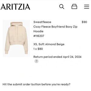 MATCHING SET - TNA Sweatfleece Hoodie XS & Sweatpants S in Soft Almond Beige